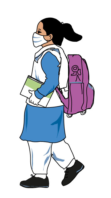 Girl with sch bag